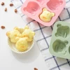 Spot hot sale 4 with little monkey silicone rice cake mold cartoon hair cake cake baby food supplement baking mold