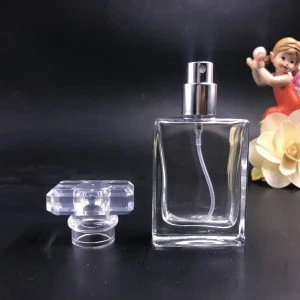 square 30ml  fancy glass perfume bottle with pump sprayer