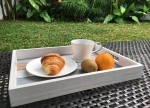 Stitching design wooden decorative tray Ottoman Coffee Table  Rustic Wooden Serving Tray