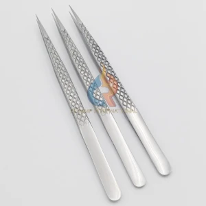 Silver Stainless Steel Lash Tweezers with Free Custom logo/Hand Tested Eyelash Extension Tweezers