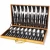Import Table Spoon Set Stainless Steel Cutlery Set 36pcs With Wooden Box Gold Luxury Cutlery Set from China