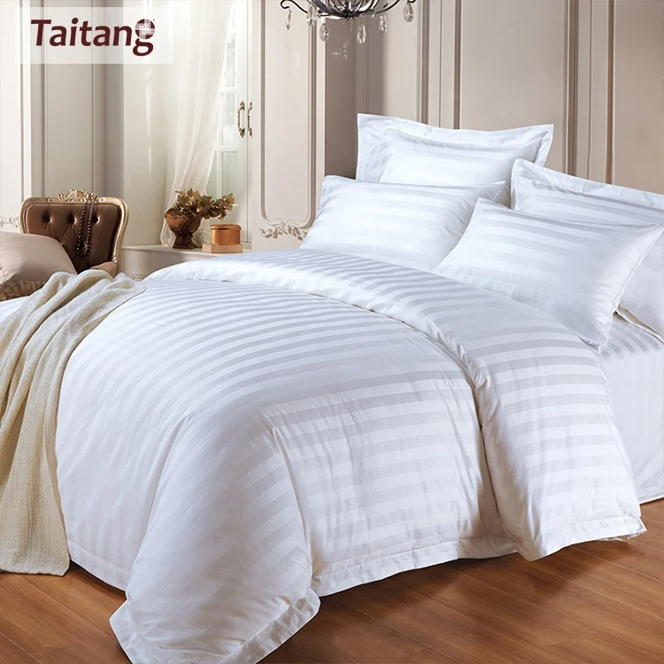Taitang 250TC 300TC Cotton Cheap Hotel Bed Bedding Set / Bed Sheet / Hotel Bed Linen
