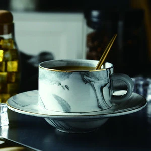 Tea Cups and Saucers Sets 200 ML Ceramic Espresso Latte Cups Coffee Cups and Saucers Set for Home and Office