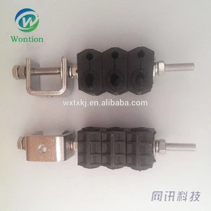 Telecom Parts: double-hole cable clamp for 5-7mm fiber cable and 9-14mm feeder cable
