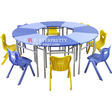 Top design kindergarten classroom furniture plastic table and chair for nursery kids