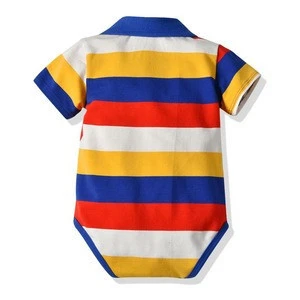 Top Leader 2019 Baby casual dress children&#039;s short-sleeved one-piece dress cotton striped romper children clothings