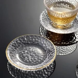 Transparent borosilicate glass with different shapes of glass saucers tea cup saucers