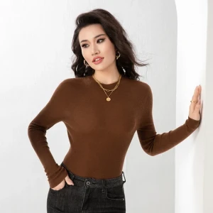 trendy woman clothes custom logo merino wool long sleeve pullover fashion sweater women