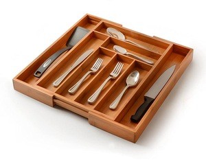 Universal Bamboo Kitchen Expandable Cutlery Tray Drawer Organizer