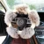 Import Universal Real Fur Sheepskin Car Furry Warm Pink Red Fluffy Fuzzy Steering Wheel Cover Set For Women Girl Brake Gear Cover Set from China