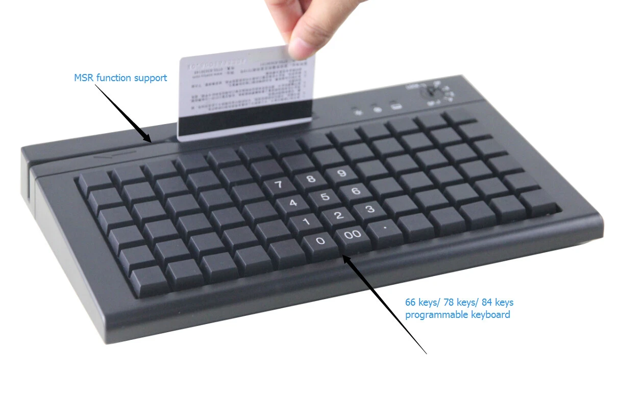 USB programmable keyboard with card reader for supermarket