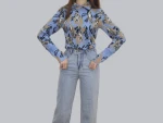 VSCOO fashion jacquard knit sweater jumper long sleeve lapel neck knitted top women pullover sweaters