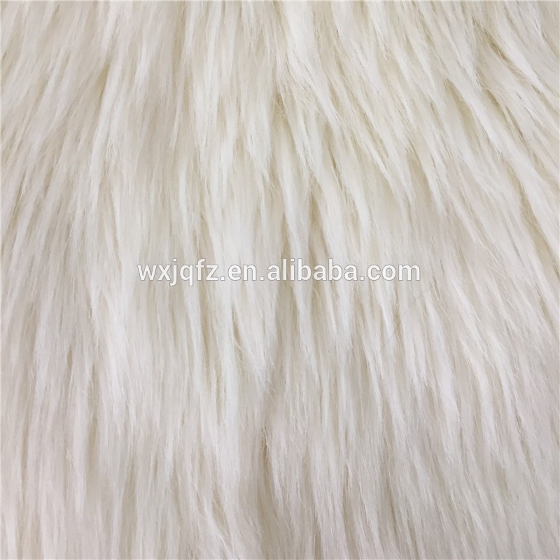 White Plush Long Pile High Hair Faux Fur Fabrics for Winter Garment Chinese Factory Wholesale