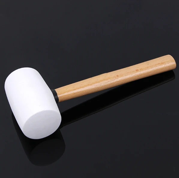 White Rubber Mallet - Non-marking Rubber Mallet Hammer with Wooden Handle