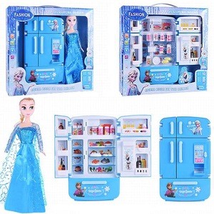 Wholesale 2020 child funny cooking refrigerator kitchen play set toy for girls kids pretend play house led light music