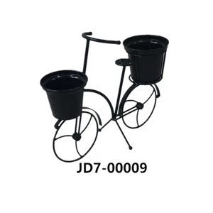 Wholesale Black Bike Flower Plant Pot Decorative Bicycle Wrought Iron Patio Planters For Home Garden