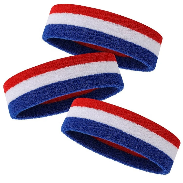 wholesale cheap custom high quality promotion print elastic cotton headbands sweatband set