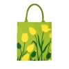 Wholesale Cheap hot sale Reusable custom logo printed Green grocery shopping with long handle large hemp burlap tote jute bag