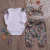 Import Wholesale children girl Clothes Set Pure cotton fly sleeved white top + flower pants 3pcs kids clothing suit from China