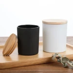 Wholesale Colorful Cylinder Glass Jars for Candle Making Frosted Black Luxury Empty Glass Candle Holder with Lid