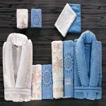 Wholesale Comfortable Printing 100% Cotton Terry Family Bathrobe Set