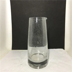 wholesale custom clear cheap bubble glass water pitcher with heave base