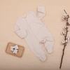 wholesale custom made 100% organic cotton knitted long sleeve blank newborn baby boy girl baby clothes footed bodysuit romper