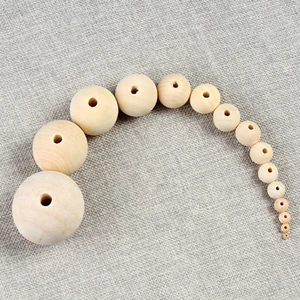 Wholesale custom white wooden bead 8mm 10mm 12mm 15mm 20mm 25mm 30mm 50mm round wood beads