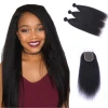 Wholesale Cuticle Aligned Remy Virgin Human Hair Kinky Straight Hair Bundles  With Closure