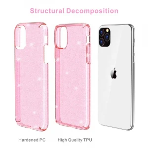 Wholesale Design OEM TPU PC Glitter Shining Mobile Phone Case for iPhone 11 Slim Clear Phone Cover for iPhone 8 7 6 Xs