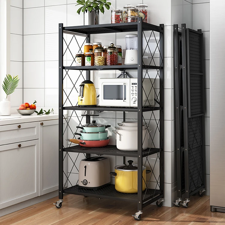 Wholesale Factory Price 3 Tiers Bathroom Kitchen Organizer Storage Holder Metal Steele Foldable Shelf Rack