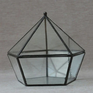 Wholesale geometric glass greenhouse keepsake flower Box jewelry box