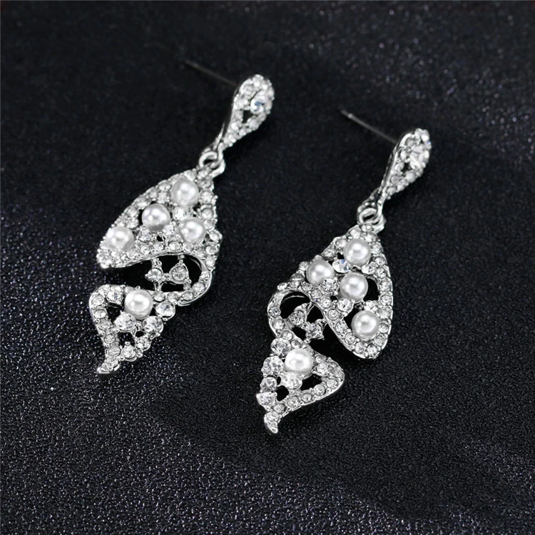 Wholesale High Quality Rhinestone Women Earrings Personal Real Pearl Earrings Silver Fashion Jewellery Earring