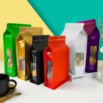 Wholesale in Stock Resealable Flat Bottom Pouch Food Packaging Bag with Window Moisture Proof Plastic Bags