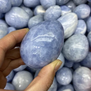 Wholesale natural crystal folk crafts semi-precious healing crystal stone blue calcite egg