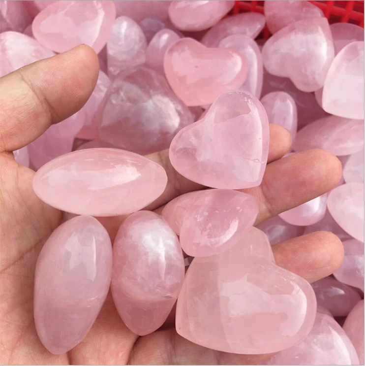 Wholesale Natural Crystal Hearts Polished Healing Carving Quartz Rose Heart