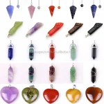 Wholesale Natural Stone Healing Chakra Crystal Charm Gemstone Heart & Arm Bead Pendant /Pendulum