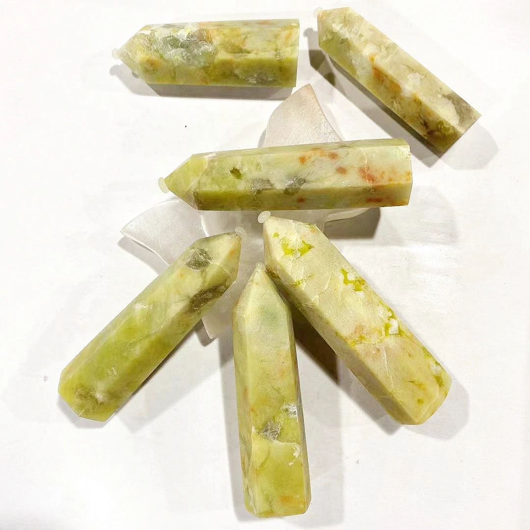 Wholesale natural stones and crystals Jade tower rare green quartz wand beauty Jade point