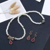Wholesale Pearl Necklace Earrings Two Pieces Set Bridal Wedding Jewelry