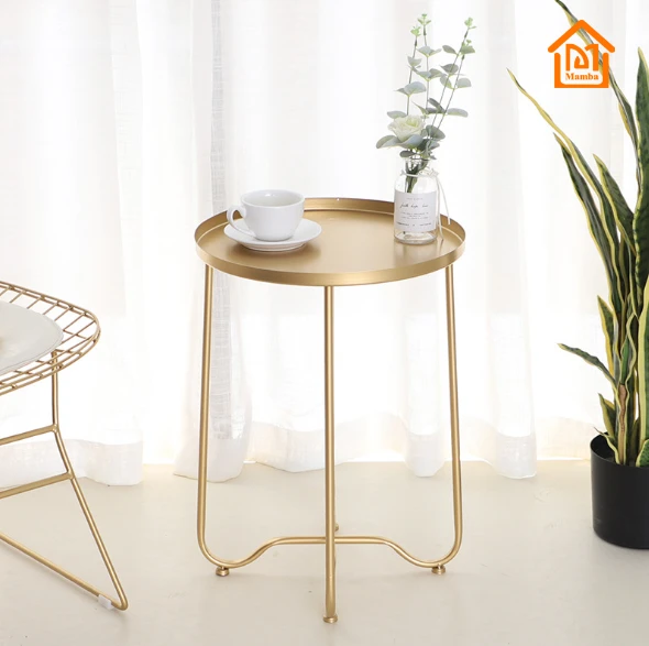 Wholesale price cross legs gold metal sofa side table tray
