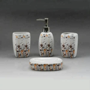 Wholesale promotional cheap hotel ceramic bath accessory set
