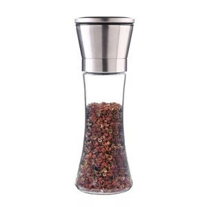 wholesale stainless steel glass manual salt and pepper grinder bottle