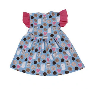 wholesale toddler girls Biscuits and milk pattern pearl dress