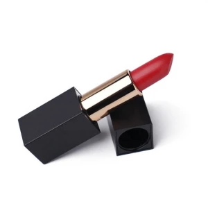 wholesale vender custom matte lipstick 24 Hours Long Lasting Matte black square magnetic lipstick tube without logo