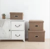 Wholesale Washable Foldable 3 Sets Cotton linen Storage Box for Sundries Cloth Home Storage