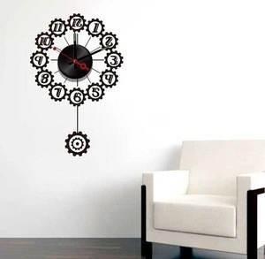 wholesales modern house deco Wall Sticker Clocks/ mechanical design Promotional Wall Clock/ DIY 3D Clock Sticker