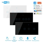 WiFi Smart Switch 4/5/6 gang Glass Touch Panel Wall Switch Wireless Control WiFi Wall Switch Tuya/eWeLink App with Alexa Google