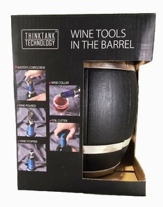 Wine Tool Set in Barrel Wine Accessories Gift Set 5 Pieces