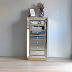 WM-19218 Glass mirror furniture  bedside cabinet with drawers Customized size
