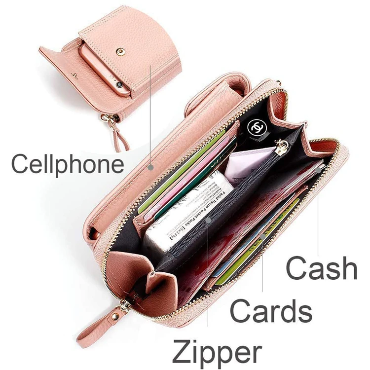Women Crossbody Cell Phone Bag Small Shoulder Purse Leather Travel RFID Card Wallet Case